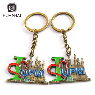 China Custom Antique Bronze Enamel Metal Souvenir Metal Crafts Key Saudi Arabia Key Chain Accessories for sale