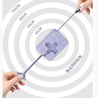 China Multi Function Data Transfer Cable 3in1 USB Date Retractable Type Micro C USB Charger Cable With Phone Holder Fashion Design for sale