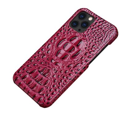 China Shockproof and Drop-proof Anti-drop Genuine Cowhide Leather Phone Case for iPhone13 Crocodile Pattern Back Cover for iPhone12promax for sale