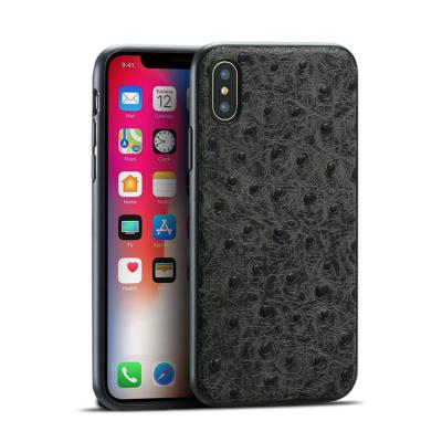 China High Quality Anti-fall Back Cover Ostrich Pattern Mobile Phone Case For iphone12 11promax Genuine Leather Case For iphonexs for sale