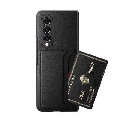 China Anti-fall PU Leather With Credit Card Slot Case For Galaxy Z Fold 3 PU+PC Protective Card Wallet Case for sale