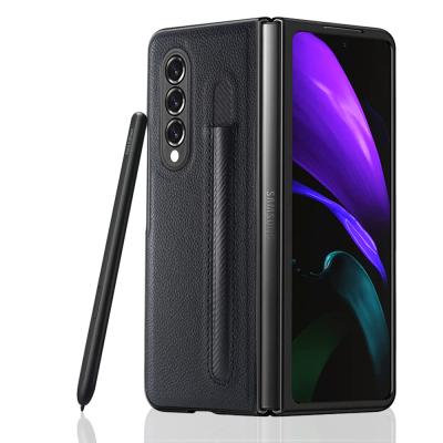 China High Quality Anti-drop PU Leather Case For Galaxy Z Fold 3 5G With S Pen Holder Shock Proof Back Cover for sale