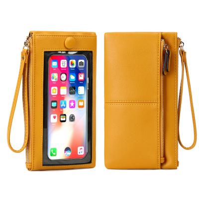 China Universal Multifunctional Anti-fall Bag Women Cell Phone PU Leather Cellphone Bag With ID Card Phone Wallet for sale