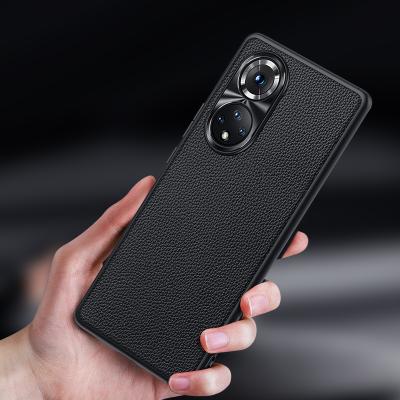 China 2021 New Design Shockproof Leather Phone Case For Honor 50 pro With Metal Camera Lens Protector Genuine Leather Cover for sale