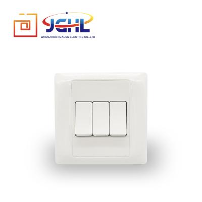 China Security 2019 New Mold White Color Africa PC Shell 3 Strip 1 Way Wall Switch for sale