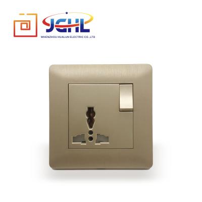 China 2019 New Safety Multi Mold Champagne Color Brushed Pc Shell UK 13A Wall Outlet Switch With Neon for sale