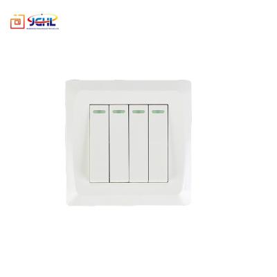 China 4 Gang 1 Way Security UK Luxury Pc White Electrical Security Wall Switch for sale