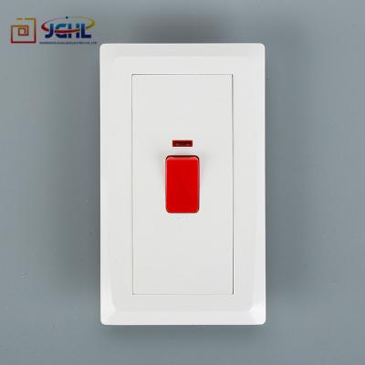 China Security British Pc Dual AC 45A Wall Switch With Neon Light for sale