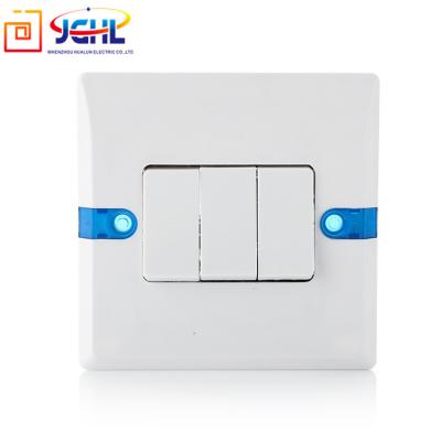 China New design safety switches and sockets, 3 gang 1 way/2 way wall switch for sale