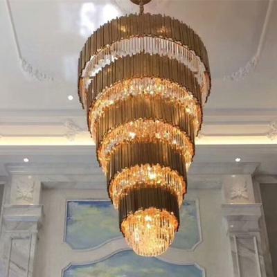 China Newest Design Hotel Project Light Contemporary Gold Crystal Chandelier Pendant Lamp for sale