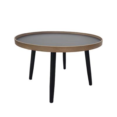 China Factory Price Nordic High Quality Modern Solid Black Wood Round Tea Table With Solid Legs for sale