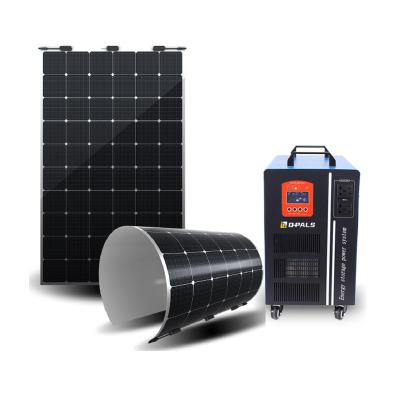 China Home Complete System 1KW 2KW 3KW Off Grid System Solar Portable Power System With Flexible Battery Inverter Solar Panel for sale