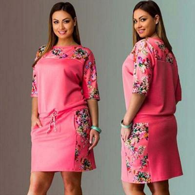 China New Viable Plus Size Women Summer 6XL Dress Vestidos Plus Size Floral Print Casual Shift Dress Big Size Ladies Dress Dresses for sale