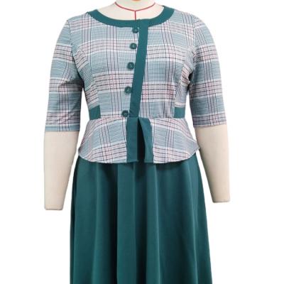 China China Viable Cheap Plaid Jacket Striped Skirt Suit Plus Size Dress Two Piece Suit for sale