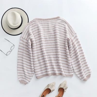 China Anti-wrinkle 2021 autumn and winter new Amazon sweater striped women's sweater V-neck temperament commuter plus size women's sweater for sale