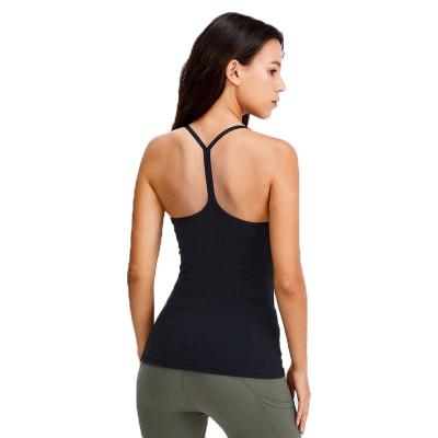 China Ladies Summer Leisure Y Shoulder Vest Workout Suit Ladies Gym QUICK DRY Vest for sale