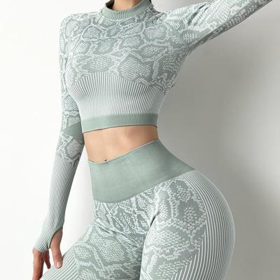 China Seamless Seamless Yoga Suit Women Crop Top Workout Leggings Leopard Print Training Suit Fitness Gym Clothes Tracksuit Sportswear for sale