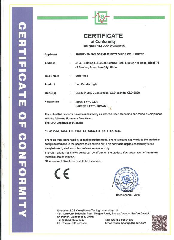 CE - Shenzhen Goldstar Electronic Co., Limited