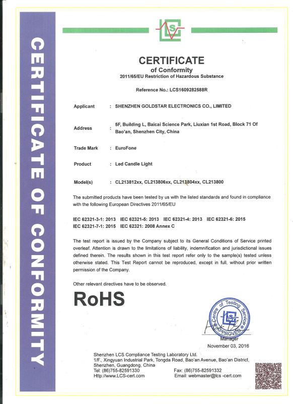 RoHS - Shenzhen Goldstar Electronic Co., Limited