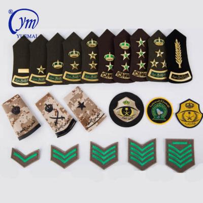 China Durable Custom 3 Bars Lush Merchant Military Navy Navy Uniform Police Army Badge Epaulet Shoulder Panels with Gold Metallic Stripes for sale