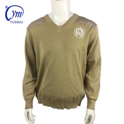 China Army Anti-shrink Sweater Khaki Military Pullover With Top Quality Wool for sale