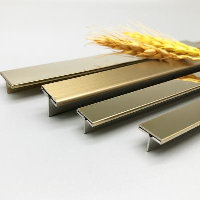 China Modern Best Quality Square Tile Trim T Profile Stainless Steel Tile Trim Profile Wall Strip Decoration for sale