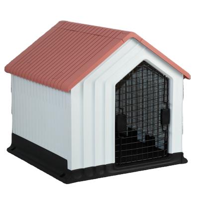 China Breathable Popular Rainproof Waterproof Pet House Dog Kennel With Roof And Iron Door for sale