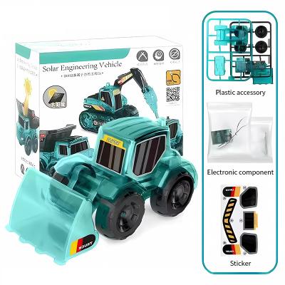 China Solar Powered Toy Kids Educational toys for kids 2023 Solar Toy Assembling Bulldozer Car Excavator DIY Small Invention Making Materials Package for sale