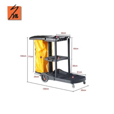 China Multi Function Housekeeping Room Attendant Housekeeping Trolley Folding Cleaning Trolley Cleaning Trolley for sale