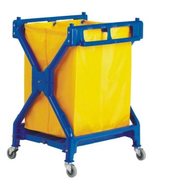 China Eco-friendly X Shape Laundry Cart Cart Plastic Laundry Trolley Cart PVC Rolled Laundry Cart for sale