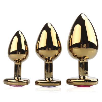 China Wholesale Gold Aluminum Alloy Butt Plug Toys Stainless Steel With Jewel Anal Butt Toys Dilator Multi Size Crystal Anal Butt Plugs for sale