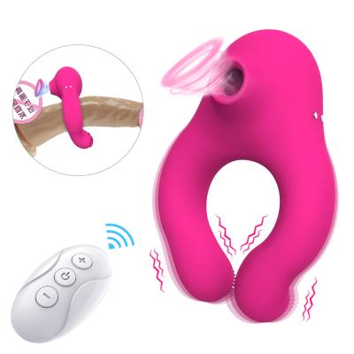 China Male Vibration Ring Wireless Remote Vibrator With 7 Frequency Suction Remote Vibrator Delay Remote Control Male Bottom Shake for sale