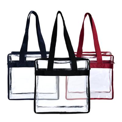 China Reusable Clear Bags Stadium Approved Clear Tote Bag With Zipper Closure Cross - Body Messenger Shoulder Bag With Adjustable Strap for sale