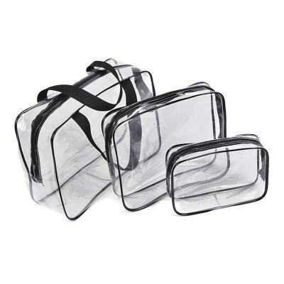 China Fashion Travel PVC Cosmetic Bags Women Transparent Clear Zipper Makeup Bags Organizer Bath Wash Make Up Tote Handbags Case for sale