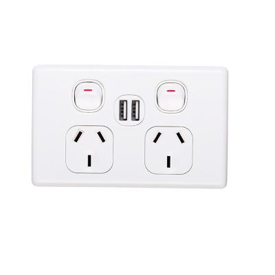 China Polycarbonate AS/NZS 250V 10A Double Powerpoints With Double 4.2A Type A USB Ports for sale