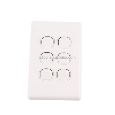 China Polycarbonate SAA Australian Standard Plastic Horizontal Wall Switch 6 Strip Switch for sale