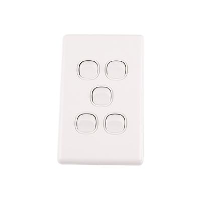 China Polycarbonate SAA Australian Standard 10A 5 Strip Wall Switch LED Switch Vertical for sale