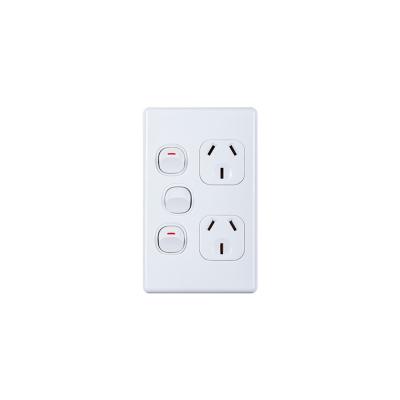 China Polycarbonate 250V 10A Classic Series Vertical Type AS/NZS Australia SAA Approved Extra Double Wall Outlet Switch for sale