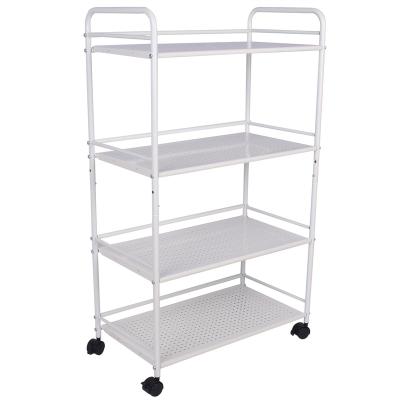 China DRM 4 Tier Rolling Living Room Cart 4-Shelf Sustainable Shelving Storage Unit, Steel Organizer White for sale