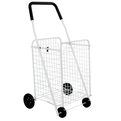 China Morden DRM Folding Metal Folding 4 Wheel Supermarket Shopping Trolley Trolley Grocery Cart for sale