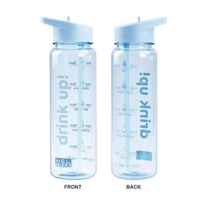 China 2020 New Product Travel 750ml Sustainable Creative Sports Water Bottle Portable Drinking Plastic Water Bottle With Time Marker for sale