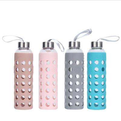 China Eco Friendly Sustainable Products Silicone Sleeve Glass Water Bottles With Custom Logo for sale