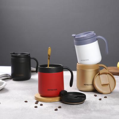 China Sustainable 24 Hours Eco Friendly Hot And Cold Double Wall Insulated Coffee Mugs With Creative Handle for sale