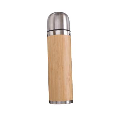 China Sustainable Most Popular Bamboo Double Wall Stainless Steel Water Bottle Cup And Bamboo Fiber Coffee Products for sale