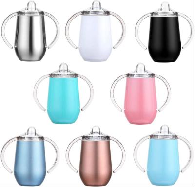 China Amazon Success Kids Sustainable Stainless Steel Sippy Cups Insulated Double Wall White Baby Tumblers With Handles for sale