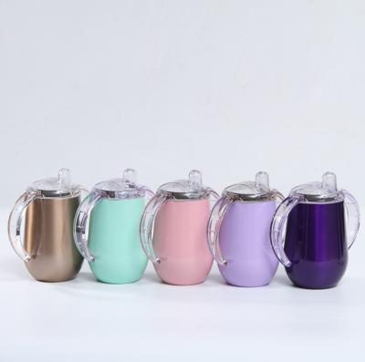 China Sustainable Eco Friendly Egg Shape Double Wall Insulated Stainless Steel Custom 10oz BPA Free Milk Baby Sippy Cups for sale