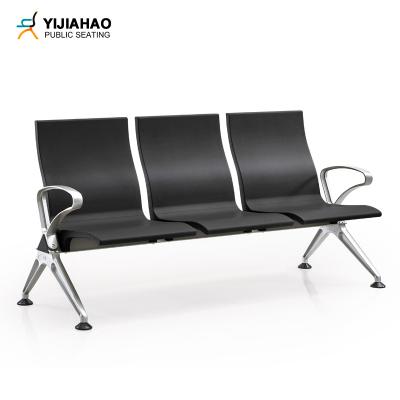 China Modern Black Color Public Waiting Bench Seating Airport Hospital Hotel Office Furniture Chair for sale