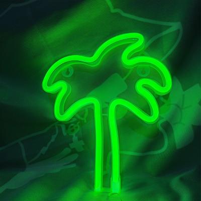 China PLUG-IN LIGHT BOX Green Coconut Led Lights For Decoration Bar Atmosphere Backlit Signs Acrylic Letter Custom Neon Sign for sale