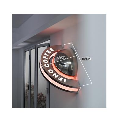 China PLUG-IN LIGHT BOX Custom Creative Semi-Circular Mirror Light Box Advertising Equipment Pink Acrylic Translucent Neon Sign for sale