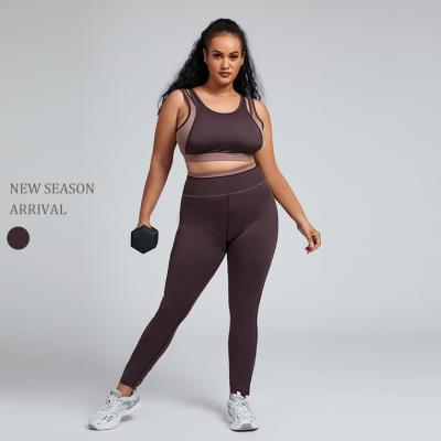 China Plus Size Women Clothing Gym Breathable Bra And Pant Jogger Pants Two Piece Set for sale